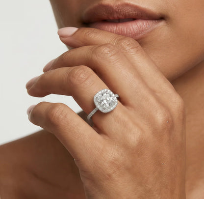 Elegant Cushion-Cut Halo Ring