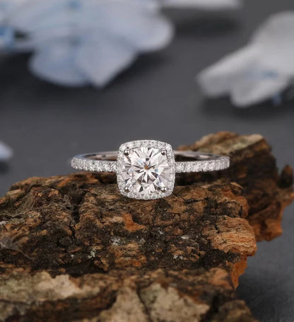 Elegant Cushion-Cut Halo Ring